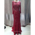 Long Sleeve Evening Dress, Sexy Evening Gown, Red Evening Dress, Gold Evening Dresses